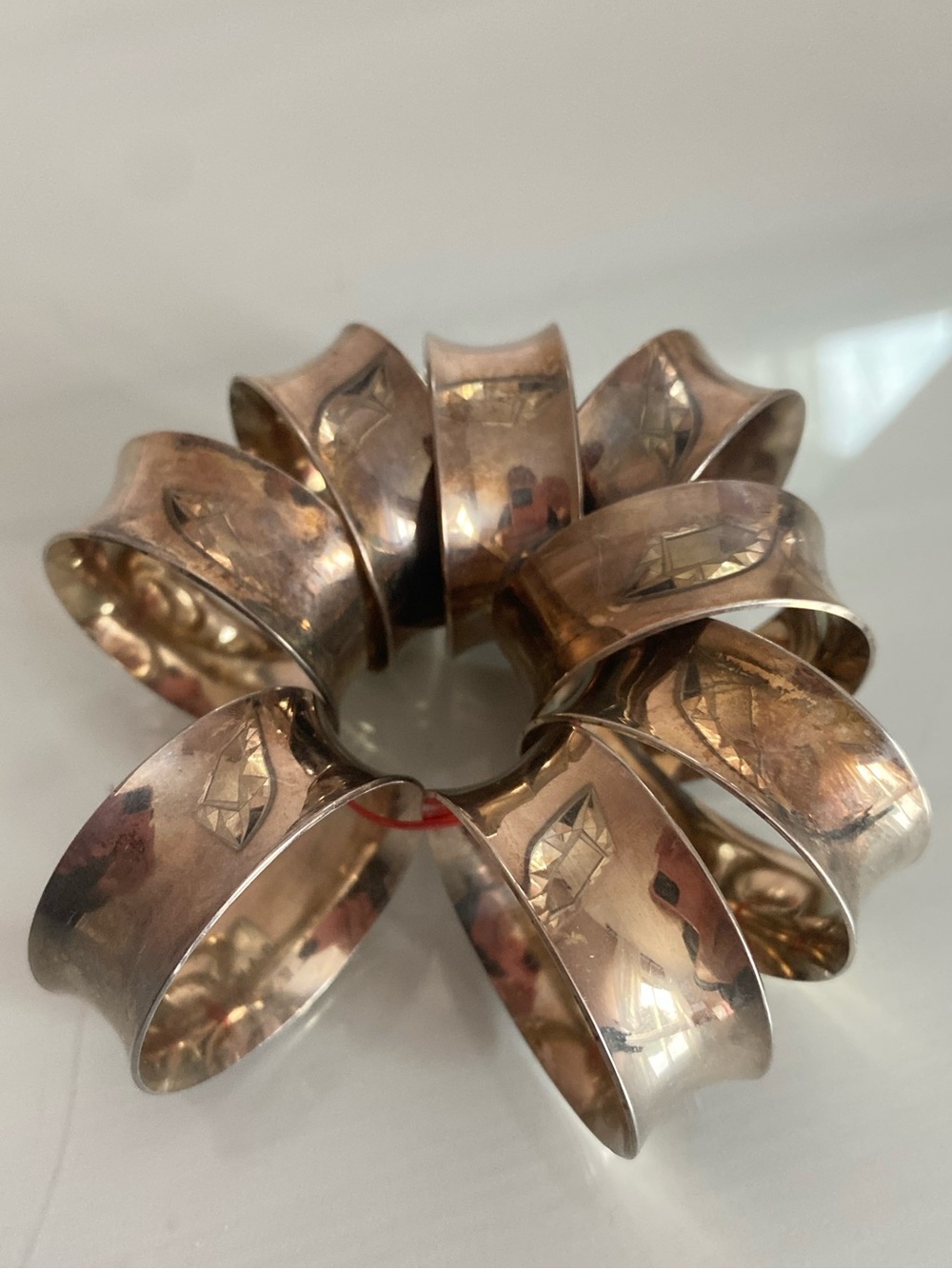 Vintage Silver Napkin Rings with Patina – Set of 8 114g